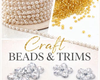 Gold Seed Beads & Crystal Flower Rhinestones, Jewelry Making Beads Mix, Craft Beads for DIY Jewelry, Embroidery Beads, Beading Supplies
