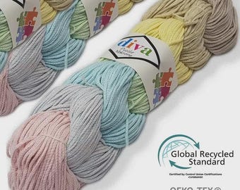 Diva Cotton Macrame Puzzle Yarn 250g 200m Recycled Cotton Cord, Macrame Cotton Yarn for Bags Baskets Crochet DIY