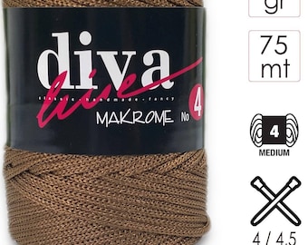 Diva Macrame Polypropylene Cord 4mm Yarn 100g 75m Macrame Cord Crochet Bag Yarn for Bags Baskets DIY Craft