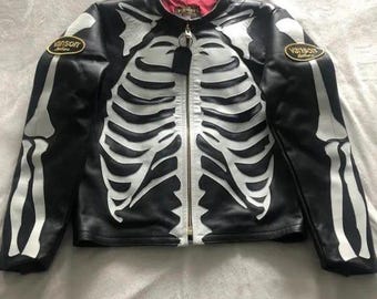 Vanson スケルトンレザージャケット | 本物の牛革バイカージャケット