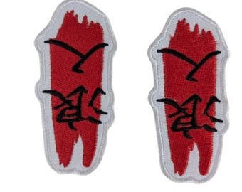 Samurai Spirit Patch Set – Japanese Kanji Embroidered Iron-On Appliques for Jackets, Bags & DIY Crafts
