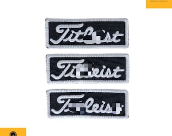 Set of 3 Golf-Inspired Patch Set – Embroidered Iron-On, White/Black, 3" x 1".