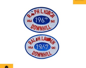Retro Ski Style Iron-On Patches (2-Pack) – Vintage Denim Appliqué for Jackets, Bags & DIY Crafts.