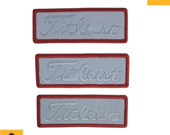 Set of 3 Golf-Inspired Patch Set – Embroidered Iron-On, White, 3" x 1".