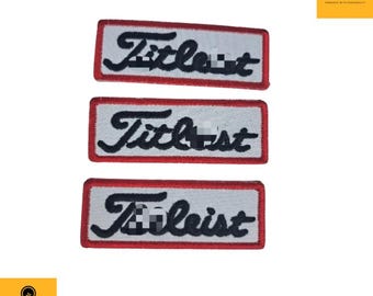 Set of 3 Golf-Inspired Patch Set – Embroidered Iron-On, White/Black, 3" x 1".