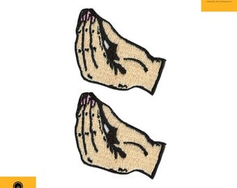 Italian Gesture Hand Patch – Embroidered Iron-On Appliqué (1.45" x 1.35")
