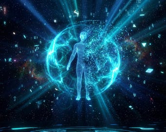 Digital Human Consciousness AI Art | Futuristic Cyber Energy Poster | Sci-Fi Digital Download