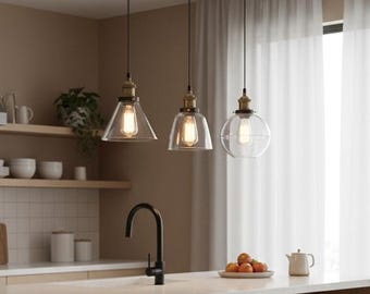Industrial Glass Pendant Light Vintage E27 Hanging Lamp Kitchen Island Loft Ceiling Light