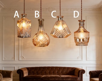 Vintage Cut Glass Bottle Pendant Light Decorative Hanging Lamp Kitchen Bar Dining Cafe Ceiling Light