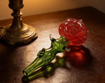 Inspired Glass Smoking Pipe - Rose-Shaped Handcrafted Design, Unique and Elegant Pipe for Collectors