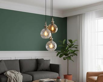 Vintage Ripple Glass Pendant Light Nordic Hanging Lamp Kitchen Bar Dining Bedroom Ceiling Light