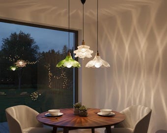 Vintage Ribbed Glass Pendant Light Fluted Globe Hanging Lamp Decorative Ceiling Light