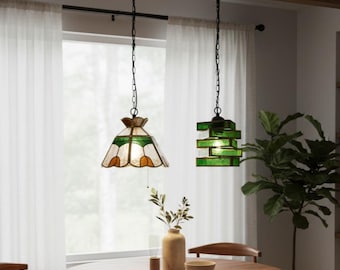 Tiffany Style Stained Glass Pendant Light Colorful Mosaic Hanging Lamp Vintage Ceiling Light