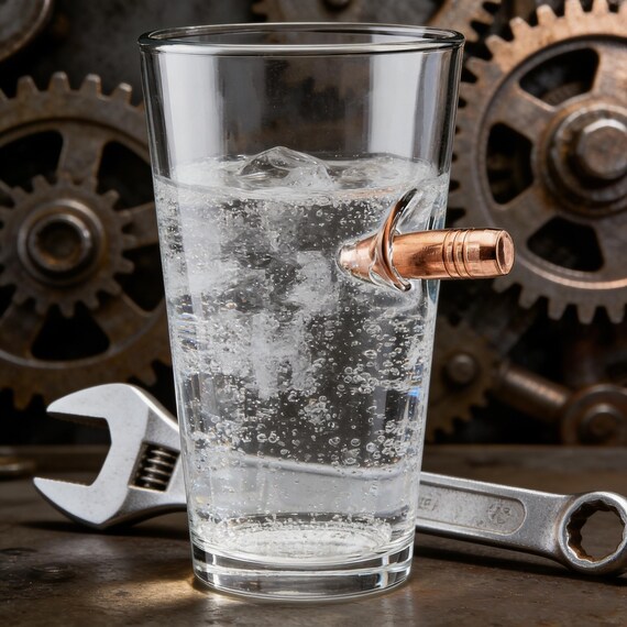 Clear Beer Glass with Embedded Metal Accent | 16.9 oz Creative Drinkware