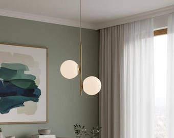 Modern Nordic Globe Pendant Light Double Head LED Hanging Lamp Minimalist Ceiling Light