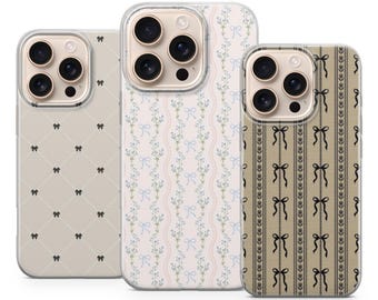 Coquette Bow Phone Case Vintage Cover for iPhone 17Pro Max, 16e, 15, 14, 13 & Samsung S25 Ultra, S24FE, A56, A16,Pixel 10XL, 9a, 8, 7