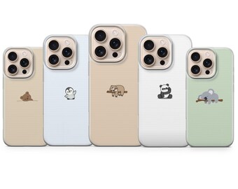 Animal Phone Case Simple Cute Animal Cover for iPhone 17Pro Max, 16e, 15, 14, 13 & Samsung S25 Ultra, S24 FE, A56, A16, Pixel 10XL, 9a, 8, 7