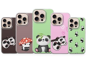 Panda Phone Case Animal Print Cover for iPhone 17Pro Max, 16e, 15, 14, 13 & Samsung S25 Ultra, S24FE, A56, A16,Pixel 10XL, 9a, 8, 7