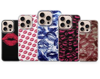 Kiss Mark Phone Case Lipstick Cover for iPhone 17 Pro Max, 16e, 15, 14, 13 & Samsung S25 Ultra, S24 FE, A56, A16, Pixel 10XL, 9a, 8, 7