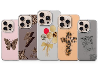 Leopard Print Phone Case Simple Cover for iPhone 17 Pro Max, 16e, 15, 14, 13 & Samsung S25 Ultra, S24 FE, A56, A16, Pixel 10XL, 9a, 8, 7
