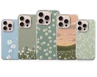 Daisy Flower Phone Case Floral Cover for iPhone 17Pro Max, 16e, 15, 14, 13 & Samsung S25 Ultra, S24FE, A56, A16,Pixel 10XL, 9a, 8, 7