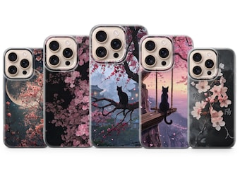 Sakura Phone Case Japanese Floral Cover for iPhone 17Pro Max, 16e, 15, 14, 13 & Samsung S25 Ultra, S24FE, A56, A16,Pixel 10XL, 9a, 8, 7