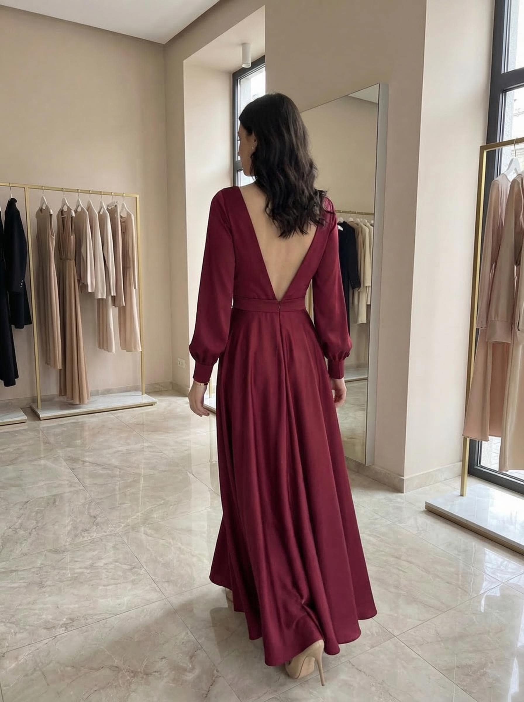 long flowy burgundy dress Beautiful Spaghetti Straps Long Burgundy Lace Tullle Flowy Prom Dresses