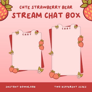 Kawaii Strawberry Bear Twitch Chat Overlay (Digital Download)
