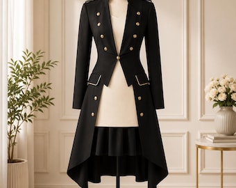 Custom Made Regency Tailcoat Vintage British 19th Century Gothic Military Coat