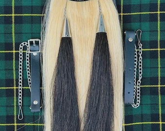 Scottish Classic Long Horse Hair Kilt Sporran with Chain & Belt – 100% Handmade