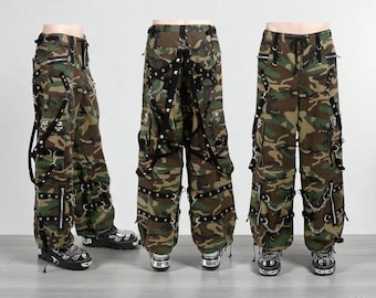 Military Camouflage Gothic Skull Cargo Pants Punk Rock Alternative Style