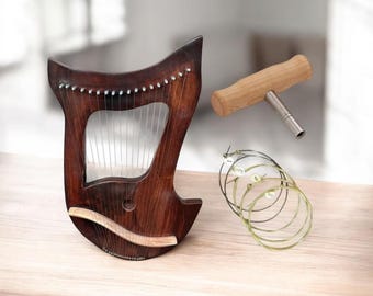 Handmade Rosewood 18-Metal String Lyre Harp | New Style Musical Instrument