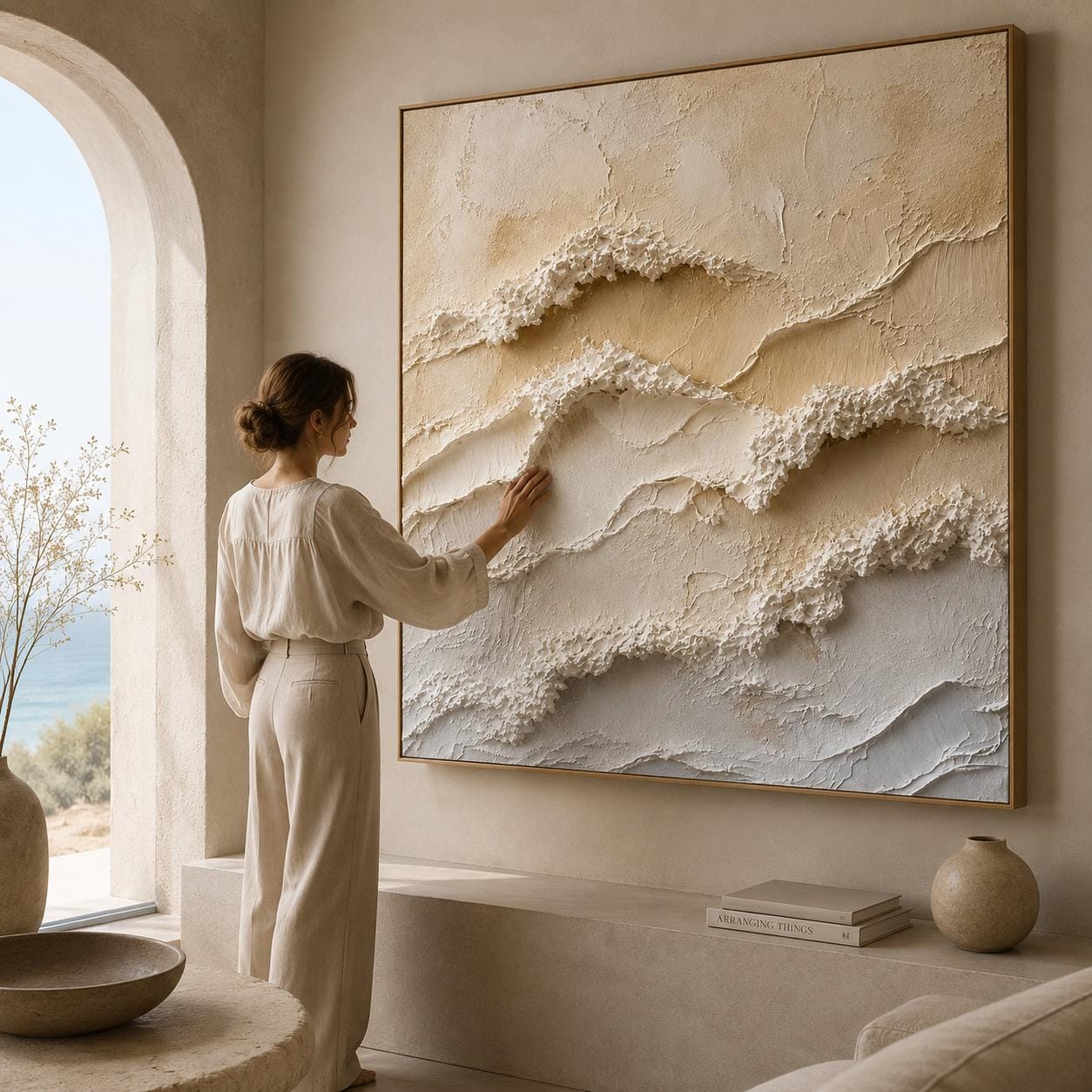 White waves textural art - Etsy 日本