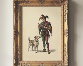 中世の道化師の木版画：ヴィンテージサーカスアート（デジタル