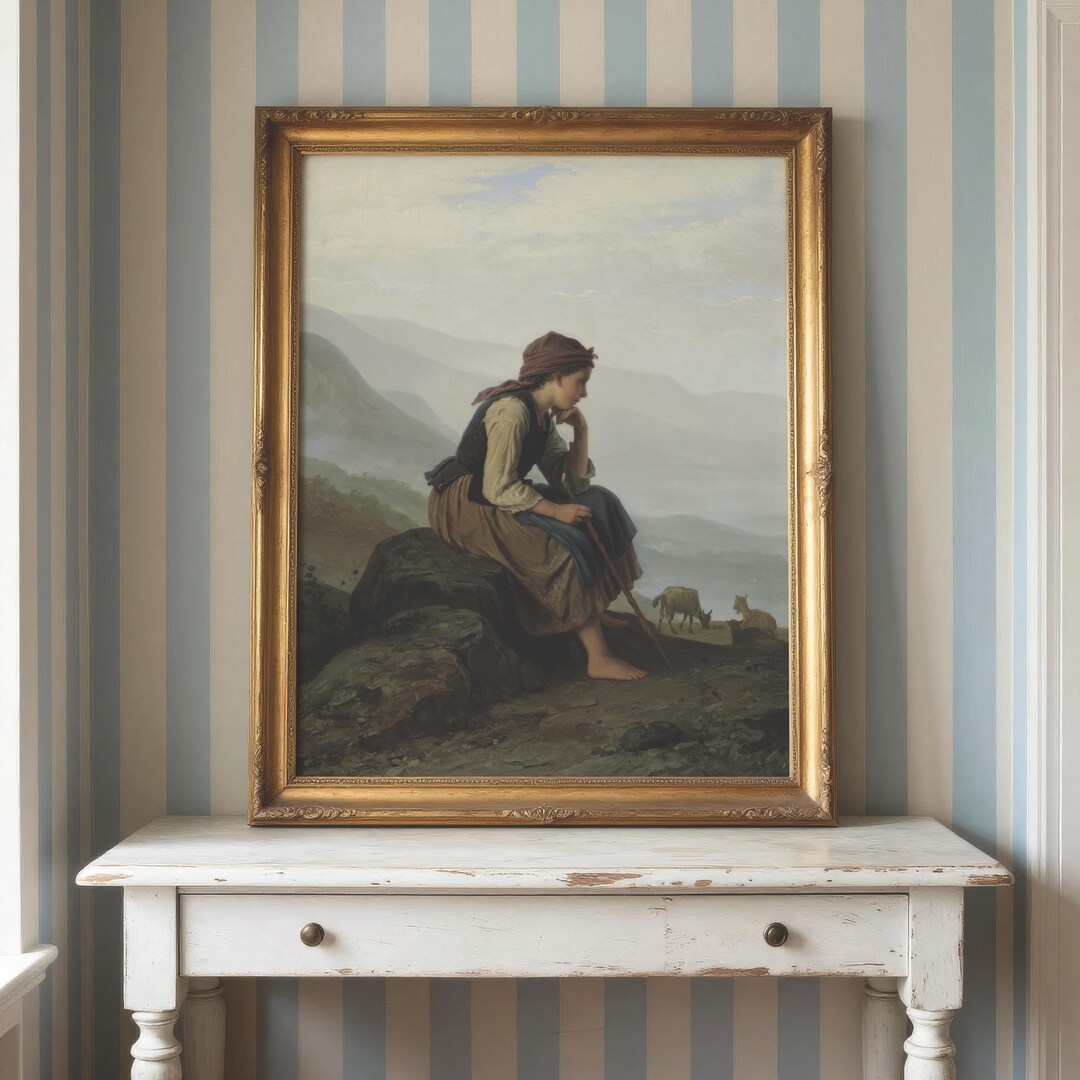The Little Goat Herder by Meyer Von Bremen (1869) Restored Print ...