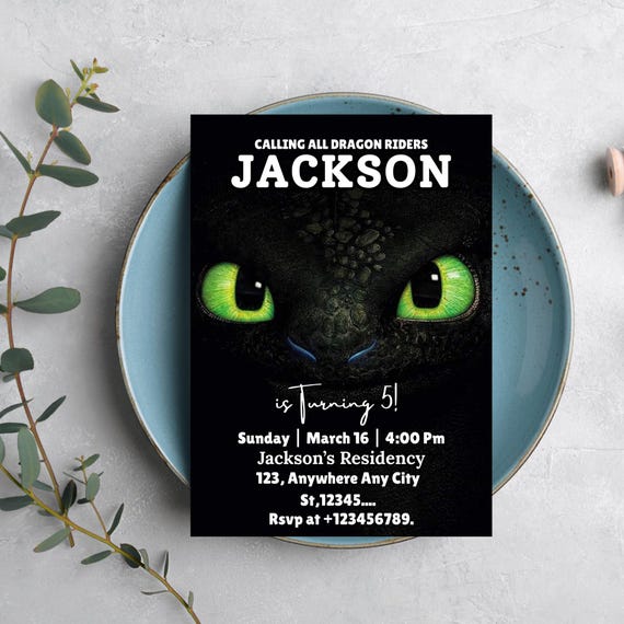 How to train your dragon, Birthday Template, Dragon Party, Invitation Template, Digital Download, Hiccup, Toothless, Party Invitation