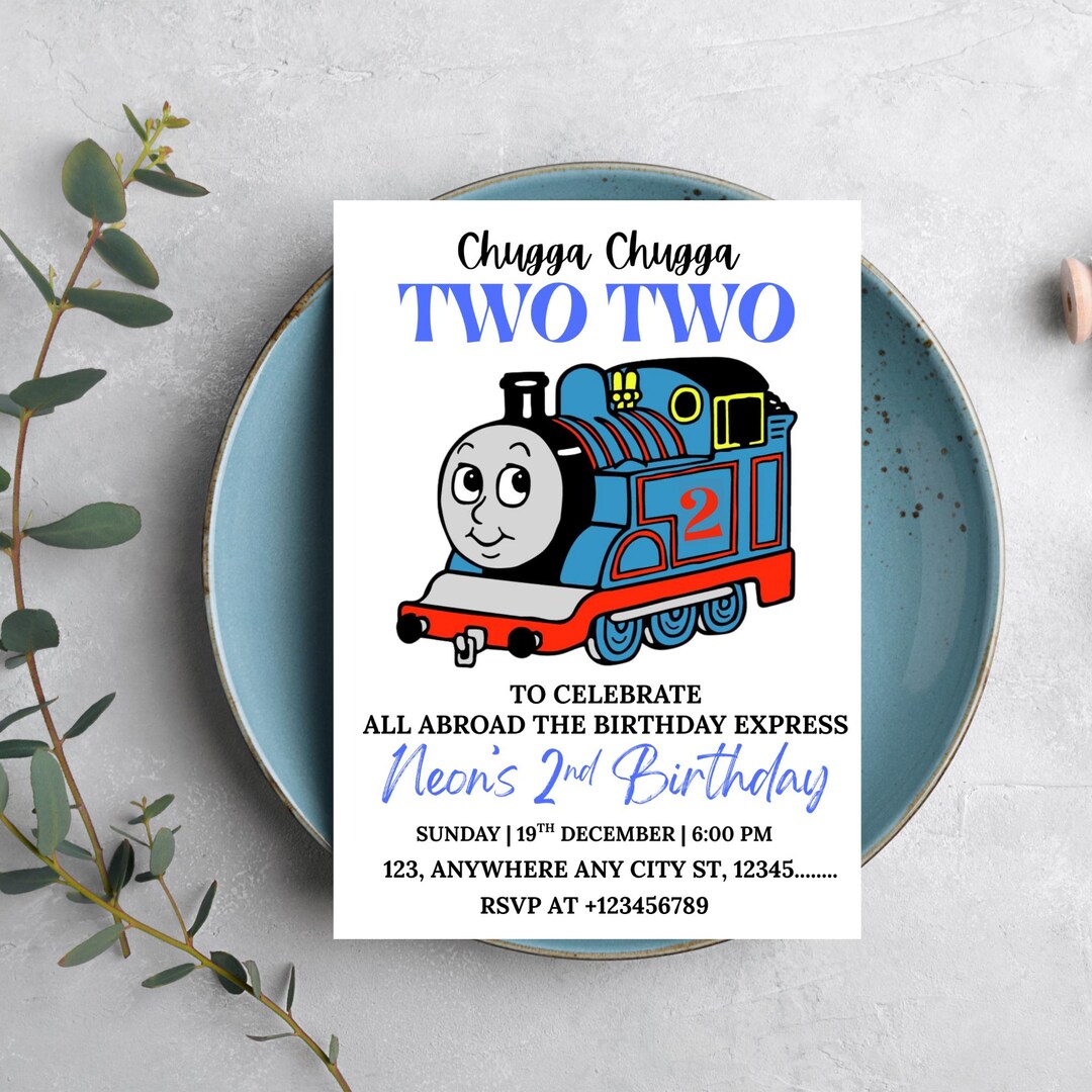 Editable Thomas the Tank Engine Birthday Invitation | Canva Digital ...