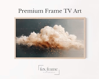 Moody Celestial Cream Cloud Art, Frame TV Art, Minimalist Modern Wall Decor, Starry Night Sky Digital Download, Cosmic Theme Art 841