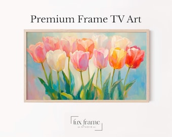 Spring Tulips Frame TV Art, Pastel Floral Bouquet TV Decor, Romantic Cottagecore Flowers, Samsung Frame TV Easter Art, Digital Download 604