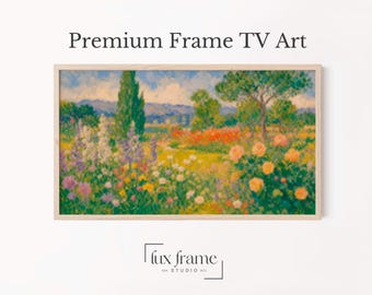Paesaggio luminoso con giardino in stile cottage, fiori colorati, cornice per TV Samsung (download digitale) 1068