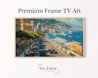 Monaco Grand Prix Racing Scene with Coastal View Samsung Frame TV Art | Formula 1 TV Art (Digital Download) 898