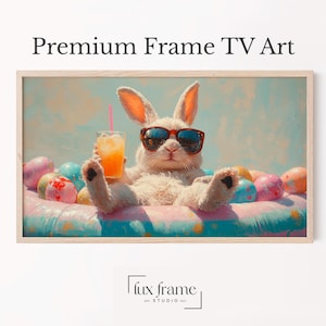 イースターバニーフレームTVアート、遊び心のあるイースターTVアート、かわいいバニースクリーンセーバー、Samsung The Frame TV、パステルイースターアートモード、デジタルダウンロード633