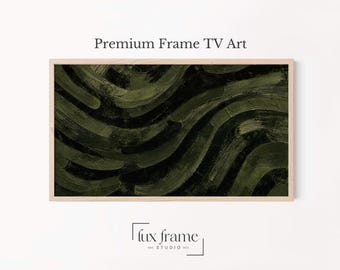 Dark Green Abstract Wave Samsung Frame TV Art Moody Modern (Digital Download) 1758