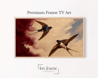Vintage Swallow Flight Samsung Frame TV Art Cottagecore (Digital Download) 1759