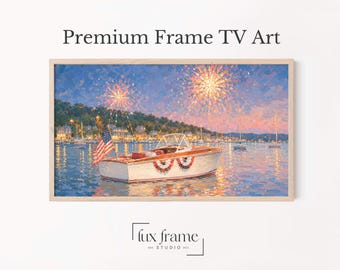 Opera d'arte per TV Samsung Frame con fuochi d'artificio e barca patriottica, 4 luglio (download digitale) 1054