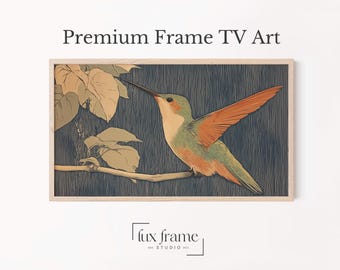 Stylized Hummingbird Botanical Illustration Samsung Frame TV Art (Digital Download) 888