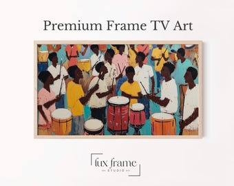 African Tribal TV Art, Vibrant Drummers TV Art, Cultural Music Festival Scene, Ethnic Folk Decor, TV Art, Printable Digital Download 907