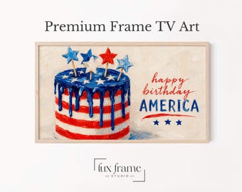 Torta di compleanno patriottica, cornice per il 4 luglio, grafica TV (download digitale) 1060