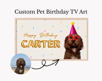 Personalized Birthday Frame TV Art, Custom Name & Photo (Pet or Human), Samsung Frame TV Digital Download