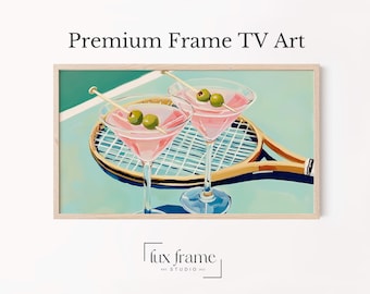 Two Pink Martini Glasses Art with Tennis Touch for Samsung Frame TV (Digital Download) 901
